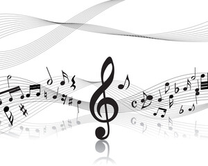 Vector musical notes staff background for design use