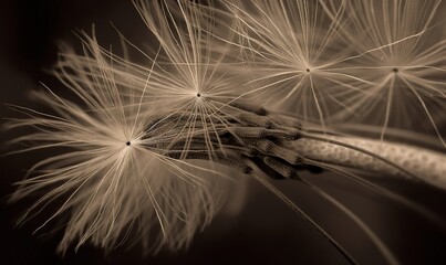  a close up of a dandelion with a black and white background.  generative ai