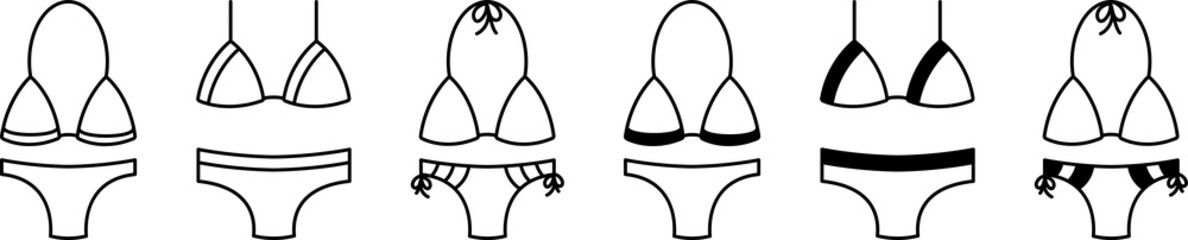 Swimsuit line icons set. PNG