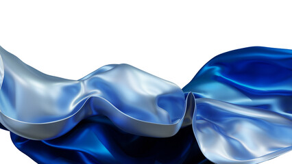 Blue silk fabric design element, 3d rendering silk cloth material flying in the wind. Waving satin cloth isolated on transparent PNG background