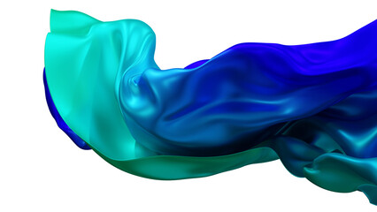 Blue silk fabric design element, 3d rendering silk cloth material flying in the wind. Waving satin...