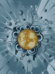Vector abstract background with disco ball.