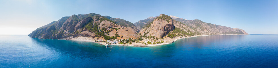 Agia Roumeli drone Panorama far away