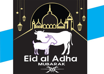 Free vector eid al adha islamic festival wishes background design