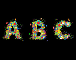 Alfabet, floral design. See also letters in my gallery © Designpics