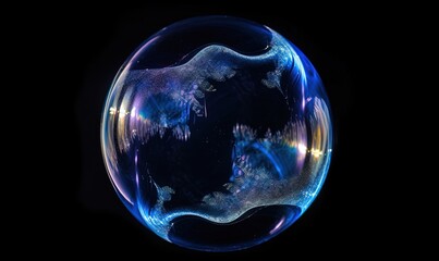 Fototapeta na wymiar a glass ball with a black background and some lights inside. generative ai