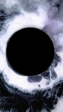 Isolated on Black background. Modern magic portal. Round ethereal substance. Fluid art drawing video.