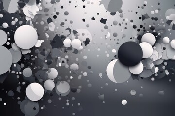 Abstract grey background with scattered white and black circles, Generative ai