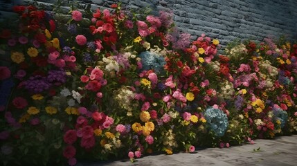 Fototapeta na wymiar wall of flowers