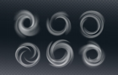 Air Flow Swirl Light Effect. Spiral Wind Circle Stream Illustration. Circular Air Vortex Waves From Conditioner