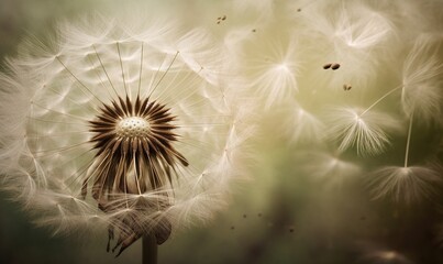  a close up of a dandelion with a blurry background.  generative ai