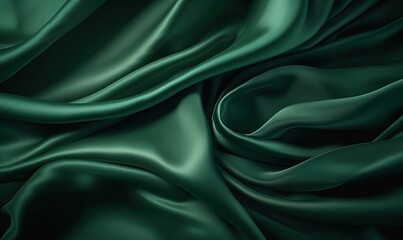 Obraz premium a green background with a very large amount of folds and folds on it's sides and the top part of the fabric in the middle of the image. generative ai