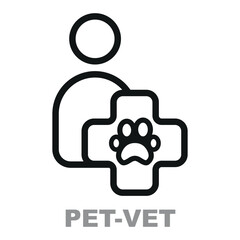 The Pet-Vet vector icon represents veterinary care for pets, visually symbolizing the medical support and attention given to the well-being of animals.