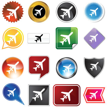 Airplane icon set isolated on a white background.