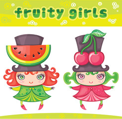 Fruity girls series 1: watermelon, cherry.