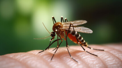 A mosquito, a mosquito on arm, Generative AI