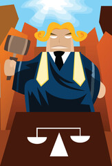 Image of a judge who is sitting on the throne and judge the case.