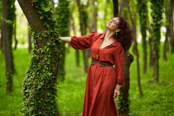 Candid of a mature curly hair redhead woman