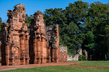 Naklejka premium Ruins of Jesuit Mission San Ignacio Mini do Guaranisi, UNESCO World Heritage Site, Misiones, Argentina, South America. 2023.