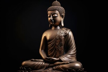 Tranquil Buddha Idol against a Dark Background