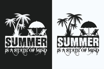 Summer Is A State of Mind, Summer T- Shirt, Summer Vibes, Summer T- Shirt, Summer Vacation Shirt, Family Summer Shirt, Vacation Clothing, Beach Shirt, Summer Beach Png, Outdoor Shirt, Palm Tree 