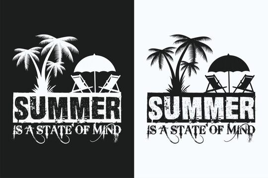 Summer Is A State of Mind, Summer T- Shirt, Summer Vibes, Summer T- Shirt, Summer Vacation Shirt, Family Summer Shirt, Vacation Clothing, Beach Shirt, Summer Beach Png, Outdoor Shirt, Palm Tree 