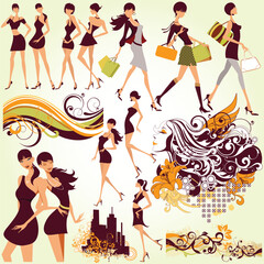 illustration drawing of fashion girls