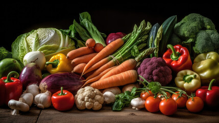 Fresh Vegetables and Fruits as ingredients in cooking. Healthy Food.