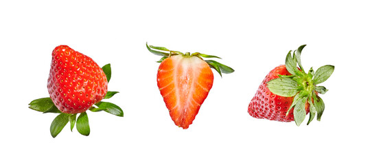 Strawberry with blossom isolated on white background