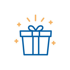 Vector linear stroke thin line icon of a present gift box