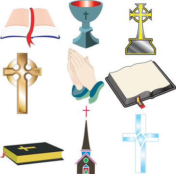 Church Icons 2 Vector, Illustration of 9 church/Christian icons.