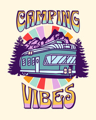 Bus - Camping Vibes Vector Art, Illustration, Icon and Graphic