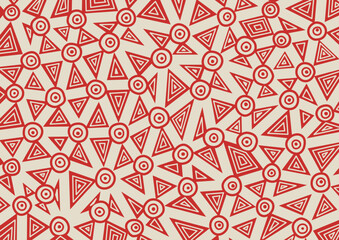 Vector pattern including ethnic Australian motive with multicolored typical elements