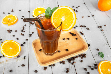 Iced americano with orange juice