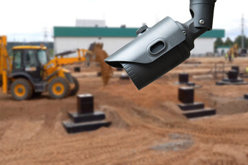 CCTV with Blurring Building construction background.