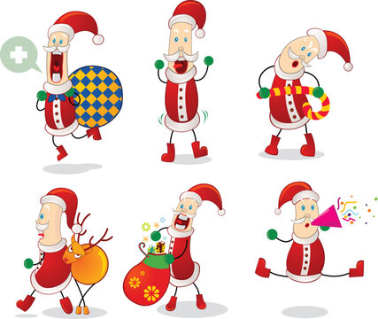 Six Santa Claus character pattern design.