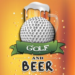 Golf ball with mug of beer