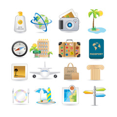 Illustration of vacation and travel icons
