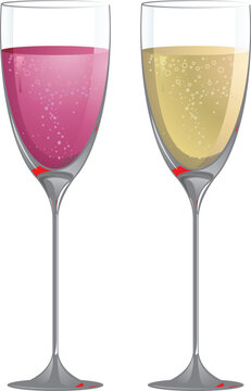 Pink and White Champagne Glasses