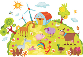 vector illustration of a cute farm