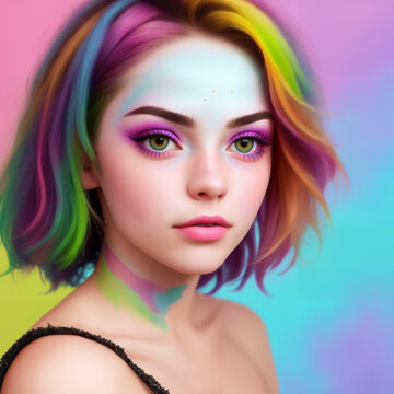 Picture of a woman on a colorful background