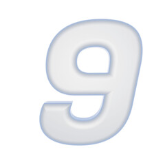 number  3D rendering isolated on white background, with shadow