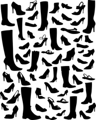Collection of shoe silhouettes - vector illustrations