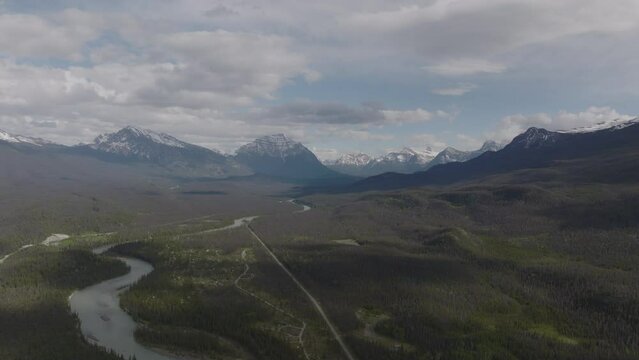 The Canadian Rockies with its pine filled valley in Jasper