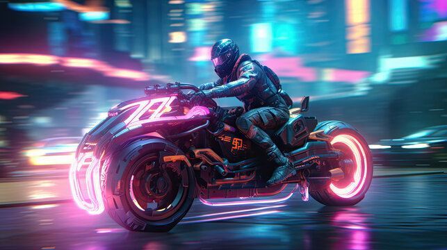 Cyberpunk motorbike - AI generated image.