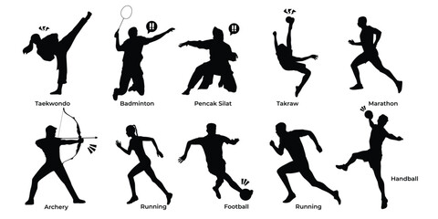 set of sport silhouette. sport people vector illustration. sports vector design. set of silhouette.