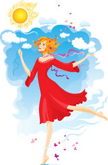 Young woman at the sunny summer day