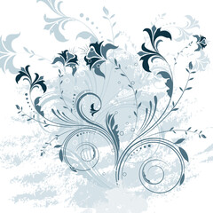 Fototapeta na wymiar Decorative floral design with grunge background