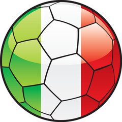Fototapeta premium fully editable illustration flag of Italy on soccer ball