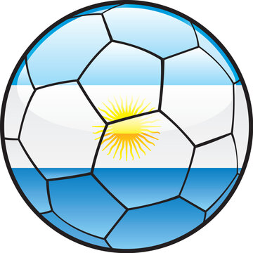 fully editable illustration flag of Argentina on soccer ball